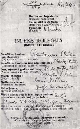 Индекс Милана Радмана, фотокопија