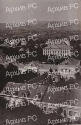 Поглед са звоника Саборног храма у Бањалуци према Жељезничкој станици, Окружном суду, Сарафића ку...